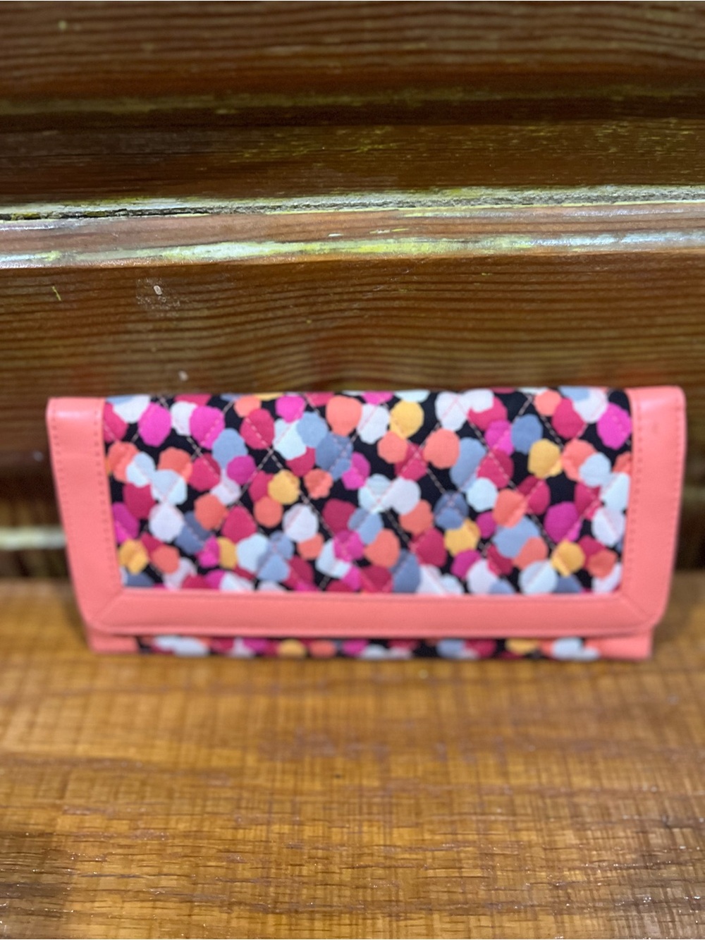 Vera Bradley Coral Multi Dot Quilted Wallet